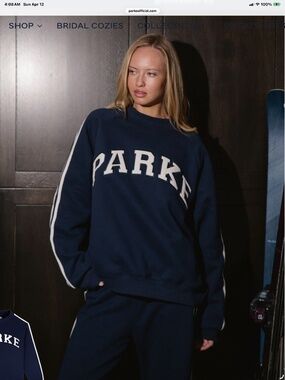 PARKE Navy Crew Neck Sweatshirt, Size S/M